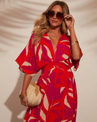 Erin Printed Kimono Sleeve Maxi Dress