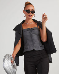 Annie Pinstripe Button Front Bustier Top