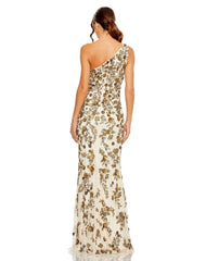 Mac Duggal 5955 Long Floral Beaded One Shoulder Dress