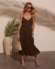 Coastal Cool Ruched Tiered Maxi Dress