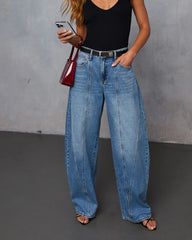 Horseshoe Rigid Pintuck Barrel Jeans