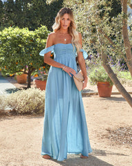 Can't Hurry Love Off The Shoulder Maxi Dress