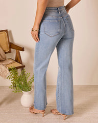 Downey Stretch High Rise Slit Flare Leg Jeans