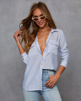 Coastal Cruising Stripe Button Down Top