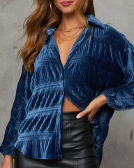 Bette Textured Velvet Button Down Top