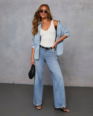 Inka Super Stretch Distressed Wide Leg Jeans