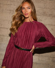 Darcy Plisse Long Sleeve Maxi Dress