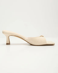 Ivy House Buckled Linen Kitten Heel