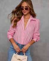 Cellia Striped Button Down Top