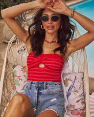 Almah Striped Twist Bust Tube Top