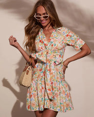 Evena Front Tie Floral Mini Dress
