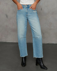 Evangelina Stretch Distressed Barrel Jeans