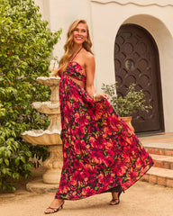 Eline Pleated Cutout Halter Maxi Dress