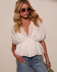 Corinna Pleated Chiffon Babydoll Top