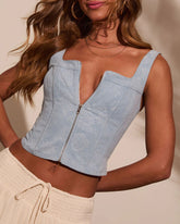 Emmie Embossed Denim Top