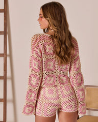 Clio Geometric Crochet Cover Up Top