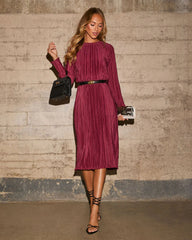 Darcy Plisse Long Sleeve Maxi Dress