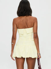 Mousse Strapless Mini Dress Lemon