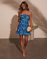 Endless Escape Abstract Halter Mini Dress