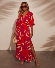 Erin Printed Kimono Sleeve Maxi Dress