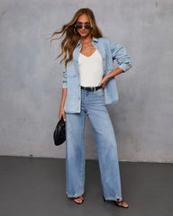 Inka Super Stretch Distressed Wide Leg Jeans