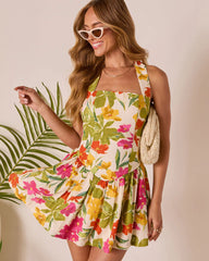Betsie Halter Neck Floral Mini Dress