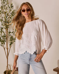 Cauline Embroidered Linen Top