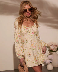 Flora Lane Linen Floral Mini Dress