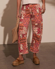 Charlotte Paisley Barrel Jeans