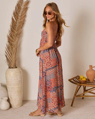Eliora Tropical Print Halter Maxi Dress