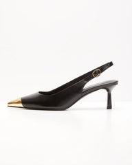 Denzel Metallic Tip Slingback Heels