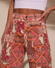 Charlotte Paisley Barrel Jeans