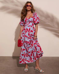 Elisson Floral Puff Sleeve Maxi Dress