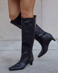 Divya Kitten Heel Knee High Boots