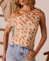 Celeyse Draped Mesh Top