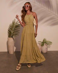 Good Timer Halter A Line Maxi Dress