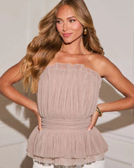 Amara Glow Strapless Tulle Top