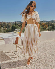 Ginnavive Stripe Puff Sleeve Crop Top