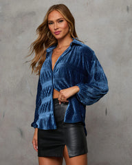 Bette Textured Velvet Button Down Top