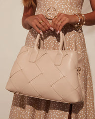 Giorgia Faux Leather Woven Top Handle Bag