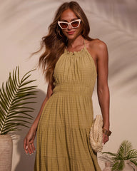 Good Timer Halter A Line Maxi Dress