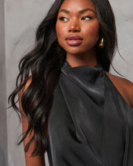 Jaelyn Halter Neck Satin Maxi Dress