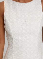 Pacie Broderie Mini Dress White