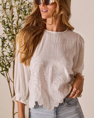 Cauline Embroidered Linen Top