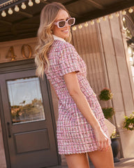 Dara Contrast Collar Tweed Mini Dress