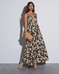 Ethereal Muse V-Neck Floral Maxi Dress