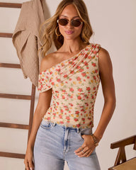 Celeyse Draped Mesh Top