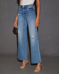 Cooper Super Stretch Distressed Wide Leg Jeans