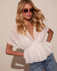 Corinna Pleated Chiffon Babydoll Top