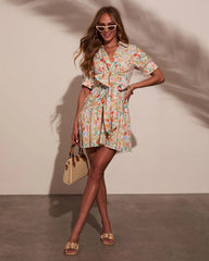 Evena Front Tie Floral Mini Dress